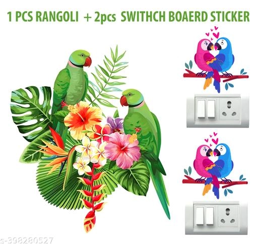 PVC Switch Board Stickers (Multicolor, 38x32 cm) (Pack of 3)