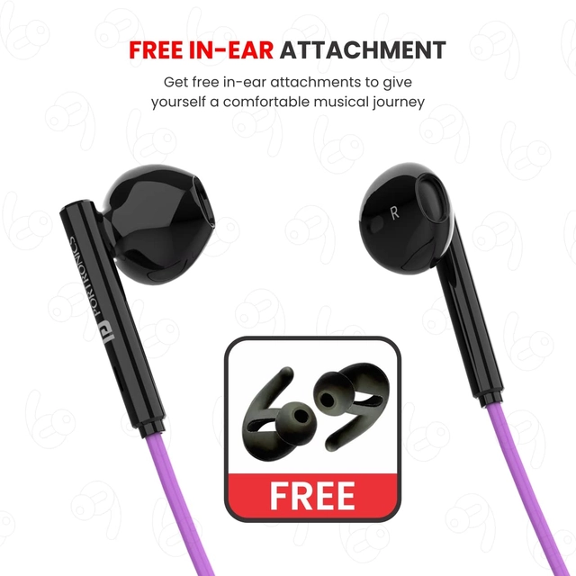 Portronics Wireless Bluetooth in-Ear Neckband with Mic (Purple & Black)