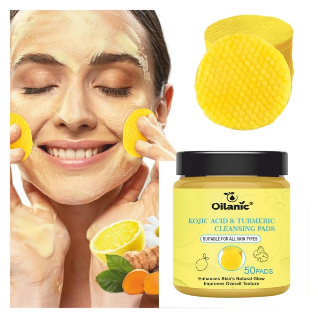 Oilanic Kojic Acid & Turmeric 50 Pcs Cleansing Pads (Pack of 1)