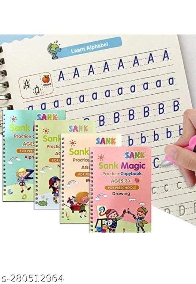 Magic Practice Copybook (4 Pcs) with 10 Pcs Refill for Kids (Set of 2)