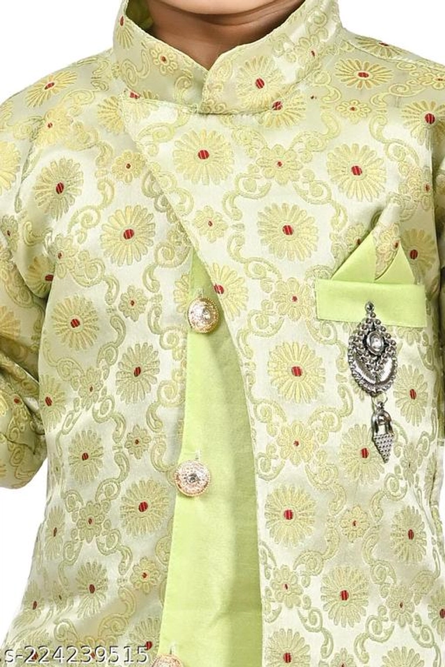 Cotton Blend Sherwani for Boys (Green, 9-12 Months)