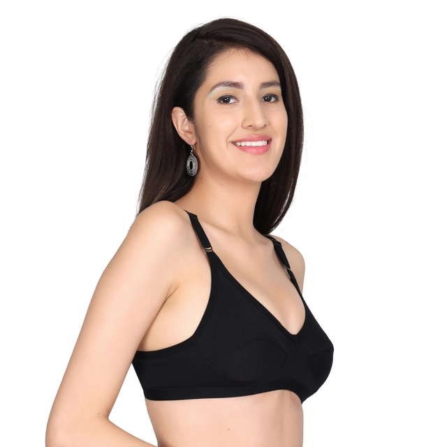 Cotton Blend Solid Non Padded Bras for Women (Multicolor, 30) (Pack of 2)