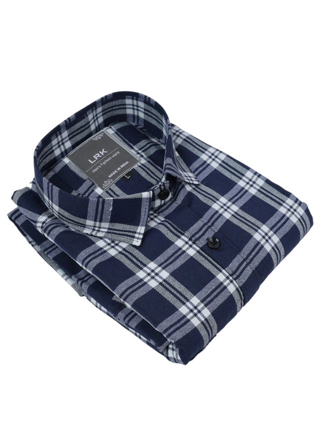 Full Sleeves Checked Shirt for Men (Blue, L)