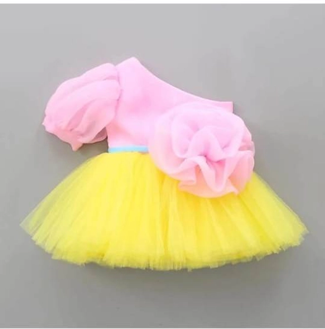 Net Frocks for Girls (Pink & Yellow, 1-2 Years)