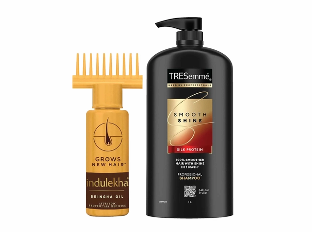 Combo of Indulekha Bhringha Herbal Hair Oil (100 ml) & TRESemme Smooth Shine Shampoo (1000 ml) (Set of 2)