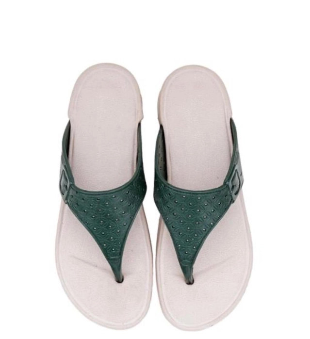 Flipflops for Women (Green & White, 4)