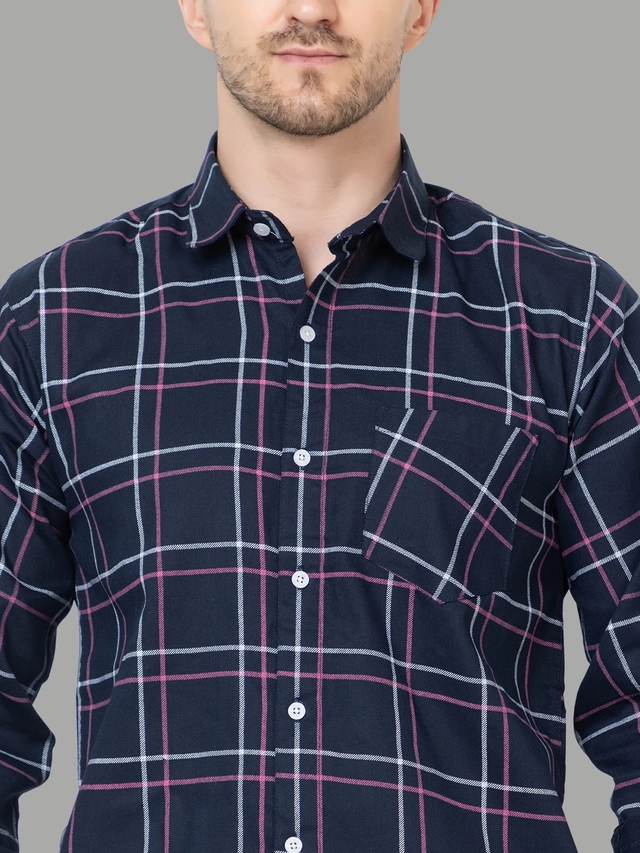 Full Sleeves Checkered Shirt for Men (Multicolor, M)