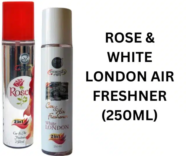 DSP Rose with White London 2 in 1 Car & Air Freshener (Pack of 2, 250 ml)