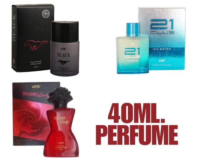 Combo of CFS Rose Lady with Black & Blue Perfumes for Men & Women (40 ml, Pack of 3)