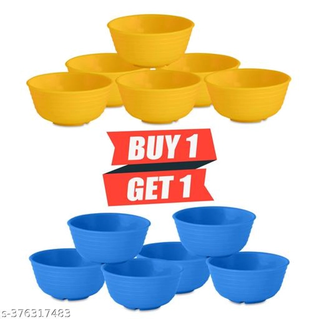 Plastic Bowls (Multicolor, 300 ml) (Pack of 12)