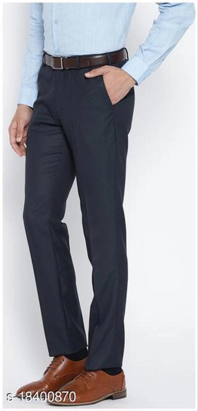 Polycotton Formal Pant for Men (Navy Blue, 28)