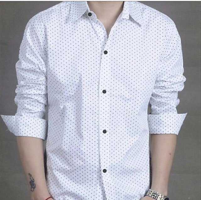 Casual Men's Printed Shirt (White, M) (DC-10)