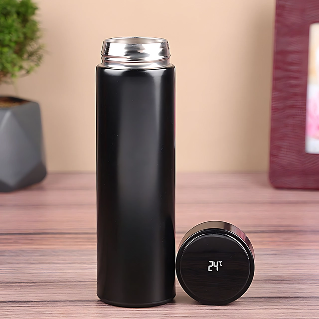 Stainless Steel Smart LED Temperature Display Flask (Black, 500 ml)