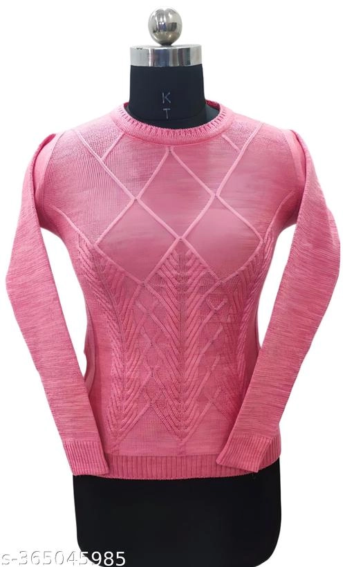 Woolen Solid Top for Women (Pink, Free Size)