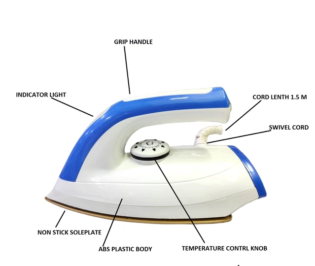 Nissan Home Appliances Light Weight Dry Iron (Blue & White, 1000 W)