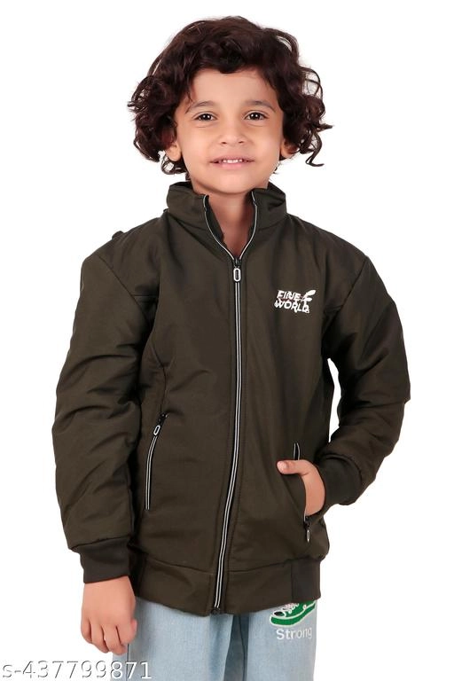 Polyester Jacket for Boys (Olive, 1-2 Years)