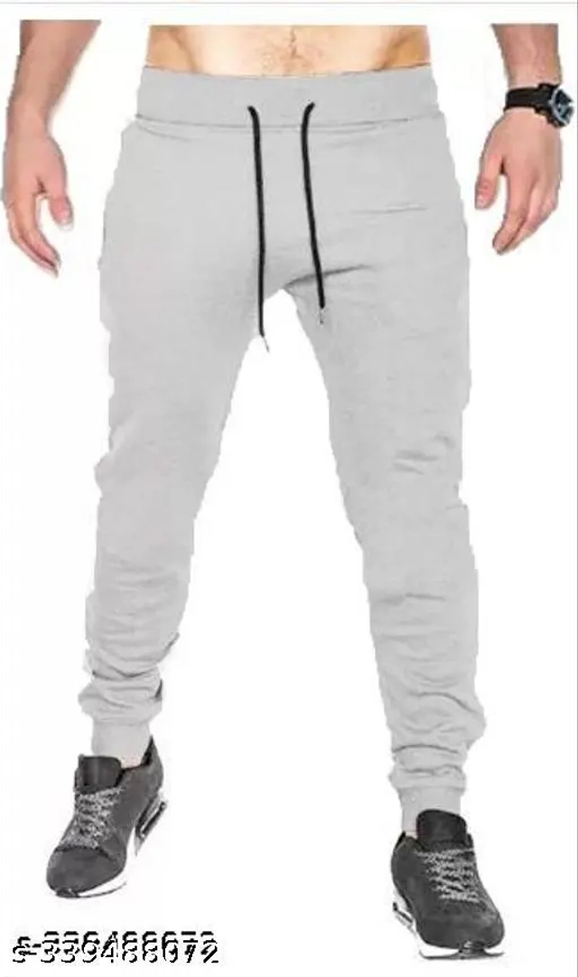 Cotton Solid Trackpant for Men (Grey, 30)