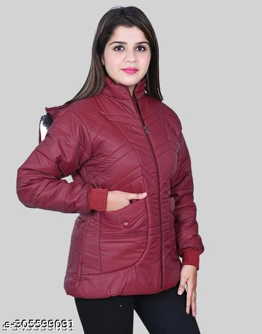 Nylon Jacket for Women (Maroon, L)