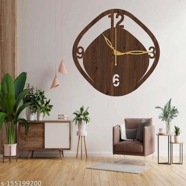 Wooden Wall Clock for Home (Brown)