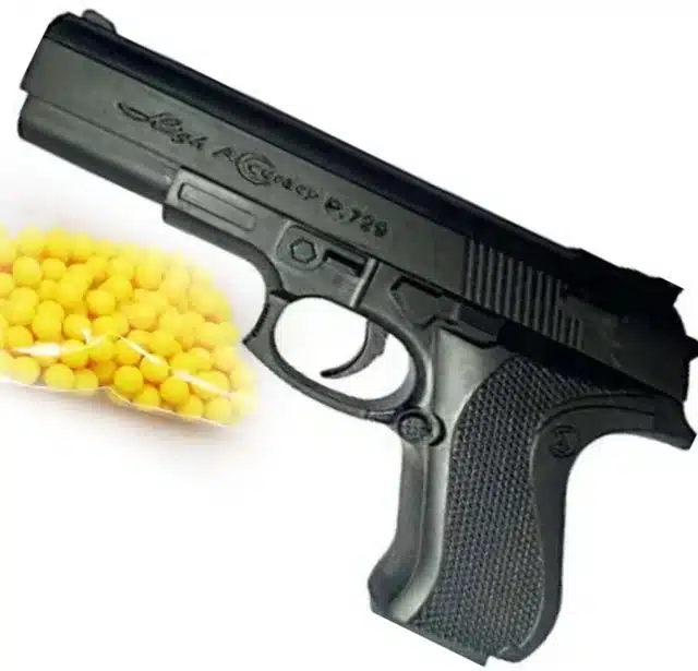 Plastic Gun Toys with 60 Pcs Bullets for Kids (Black & Yellow)