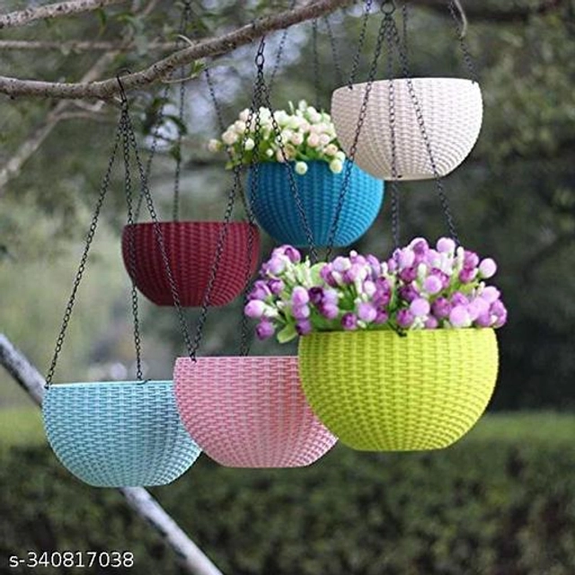 Plastic Hanging Planters (Multicolor Pack of 5)