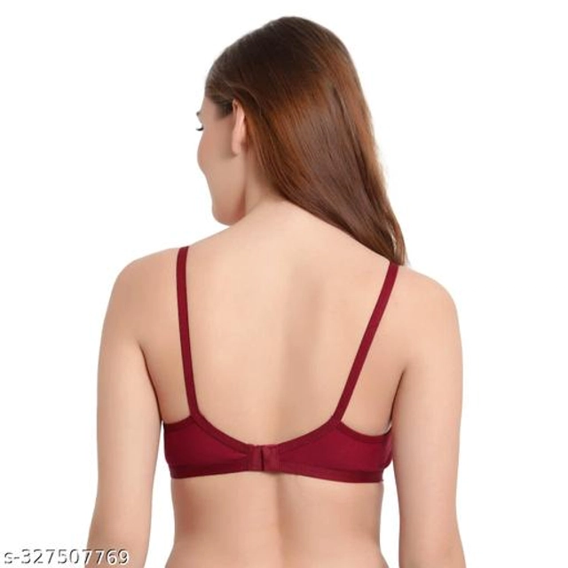 Poly Cotton Non Padded Solid Bra for Women (Multicolor, 32B) (Pack of 6)