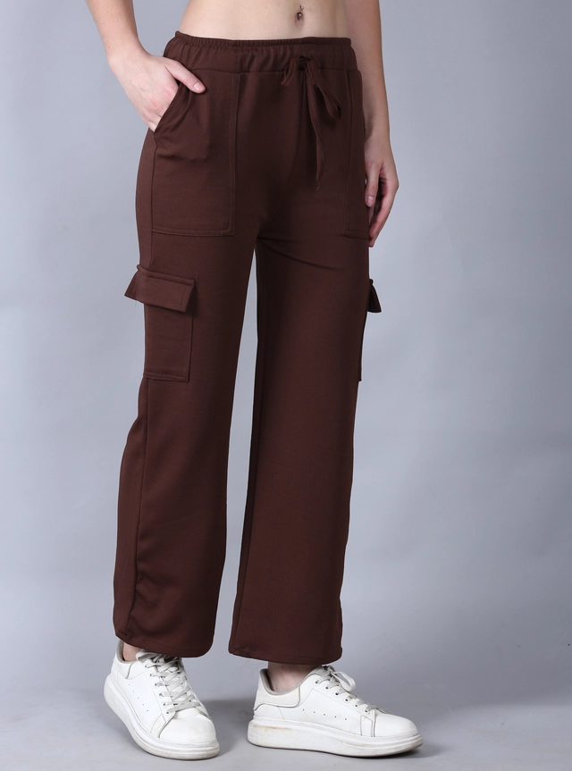 Cotton Blend Regular Fit Cargo Pant for Women (Brown, 28)