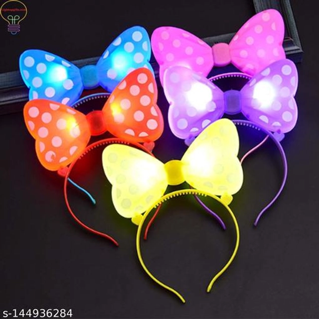 Plastic LED Lights Polka Dot Bow Headbands for Girls (Multicolor, Pack of 5)