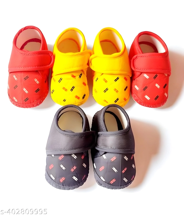 Cotton Booties for Infants (Multicolor, 0-3 Months)