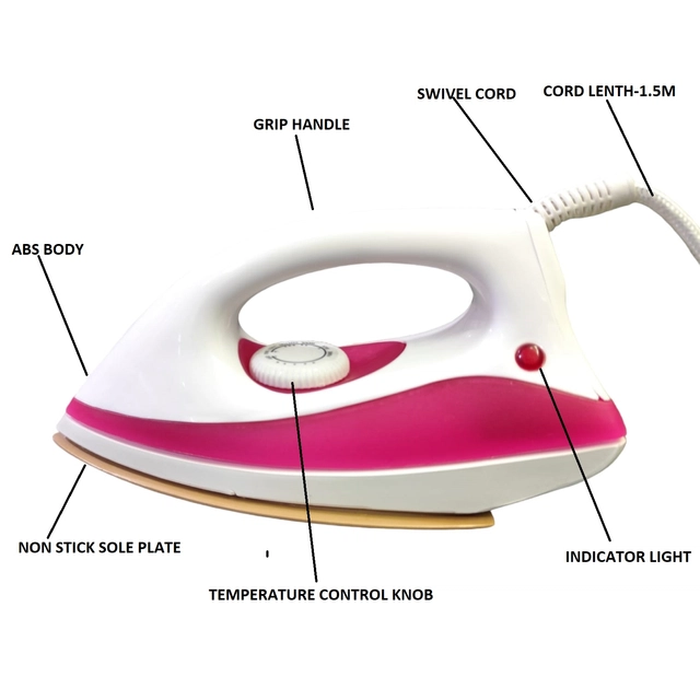 Nissan Home Appliances Sweety Light Weight Dry Iron (Pink & White, 1000 W)