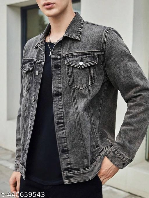 Denim Jacket for Men (Grey, M)