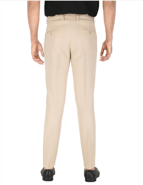 Poly Viscose Solid Trouser for Men (Beige, 28)