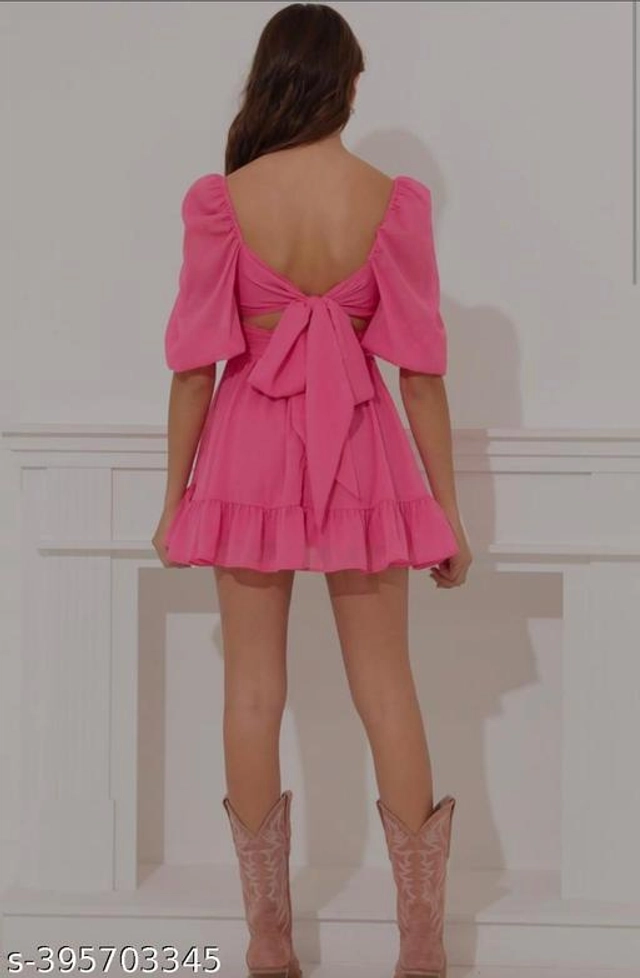 Georgette Dress for Women (Pink, XS)