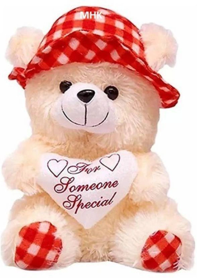 RK LOVELY Multi Cap Stuffed Teddy (Cream Color ,30cm, Pack of 2 )