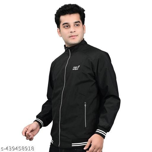 Polyester Jacket for Men (Black, M)