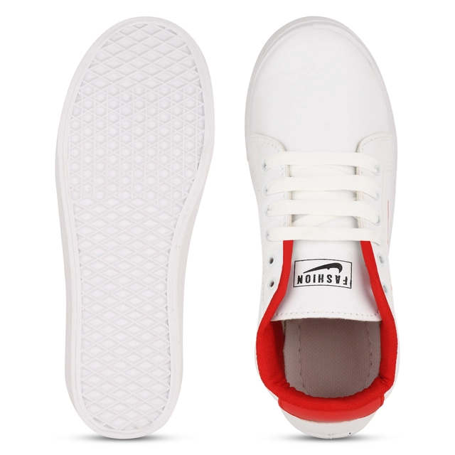 Casual Shoes for Men (Red & White, 6)