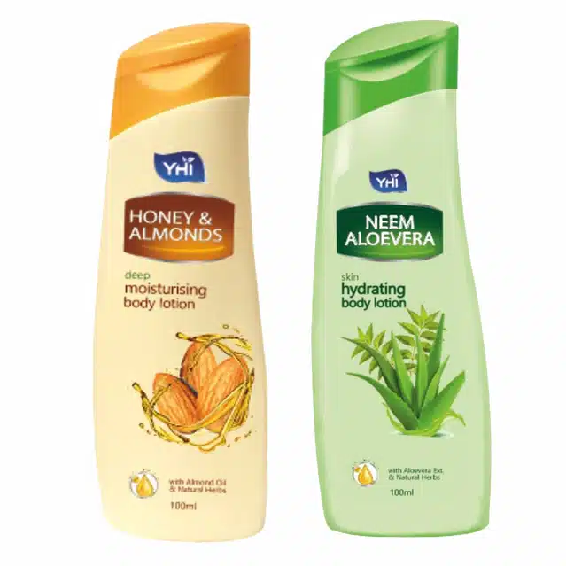 Almonds with Honey & Neem Aloe Vera Skin Hydrating Body Lotion (Pack of 2, 100 ml)