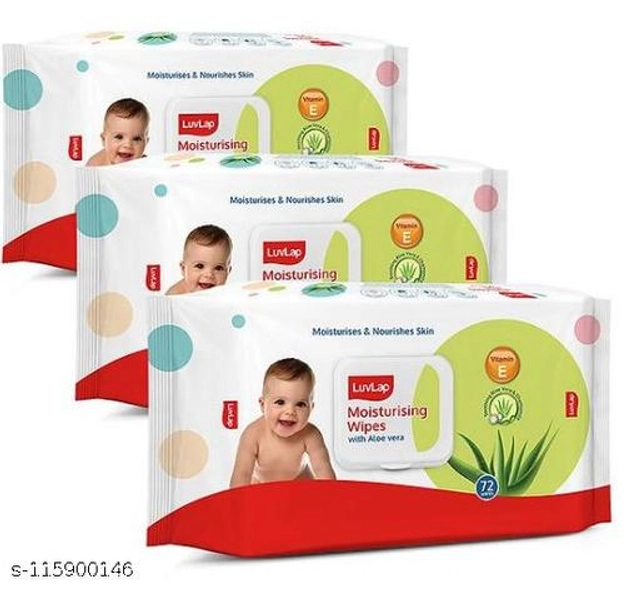 LuvLap (72 Pcs) Moisturising Baby Wipes (Pack of 3)