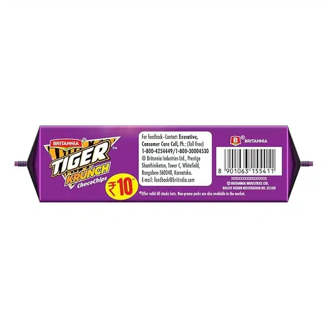 Britannia Choco Chips Tiger Krunch Biscuits 14X63 g (Pack Of 14)