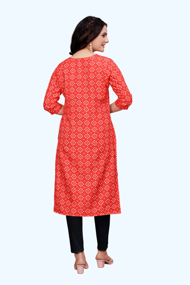 Rayon Cotton Printed Kurti for Women (Red, S)