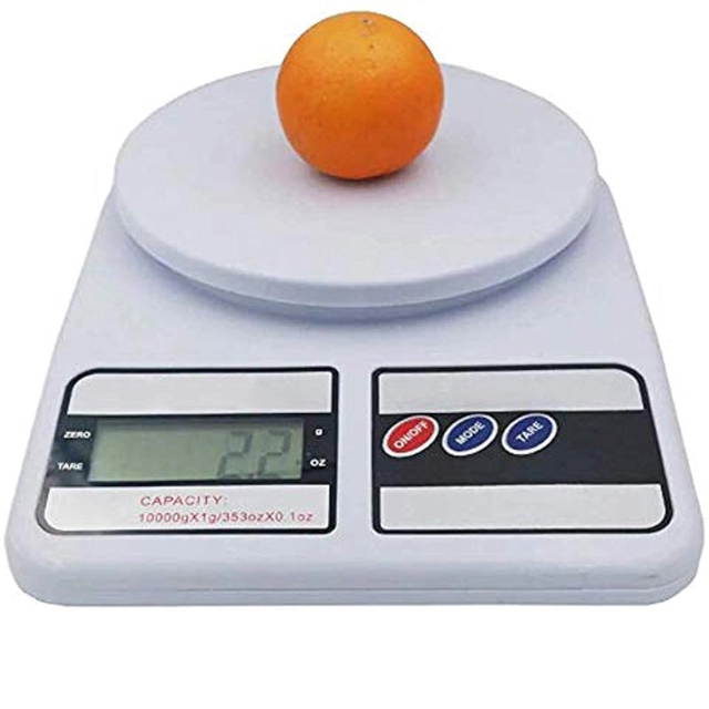 Portable Digital Weight Machine with LCD Display for Kitchen (White)