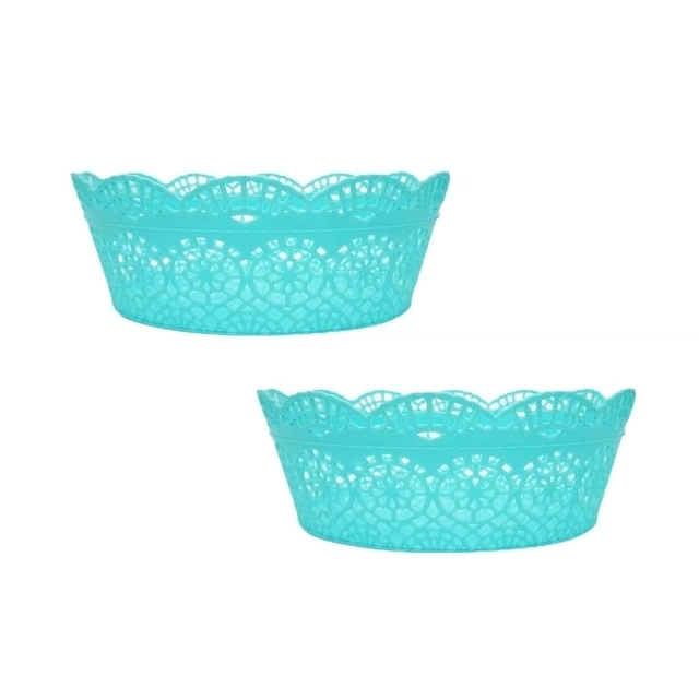 DREAM HOME Multi-purpose Basket (Aqua Green, Pack of 2)