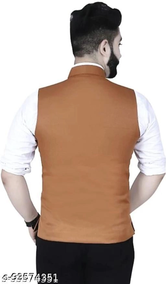 Cotton Slub Ethnic Jacket for Men (Tan, M)