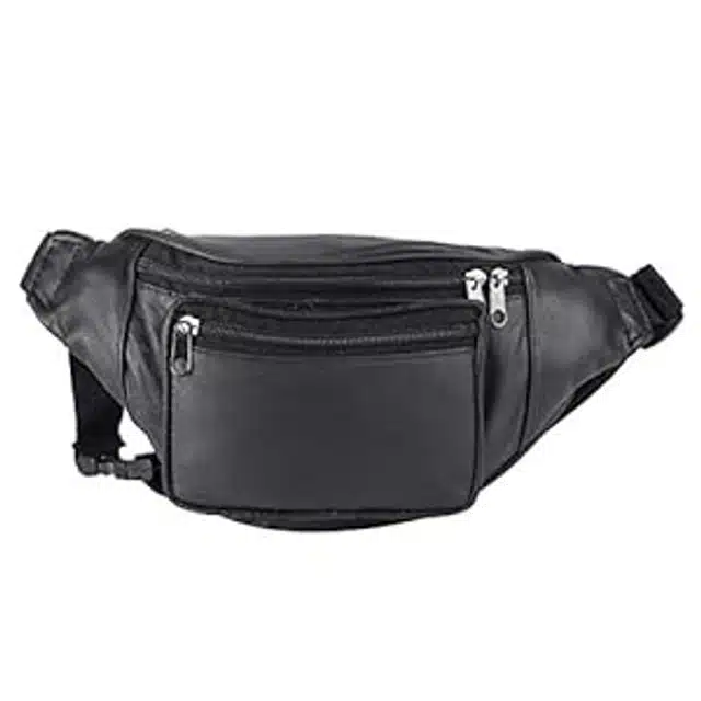 Genuine Leather Waist Bag for Men & Women (Black)