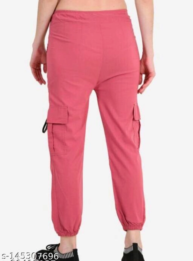 Cotton Blend Solid Joggers for Girls (Pink, 14-15 Years)