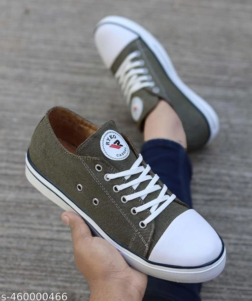 Sneakers for Men (Olive & White, 6)