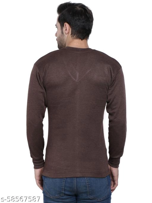 Cotton Thermal Topwear for Men (Brown, M)