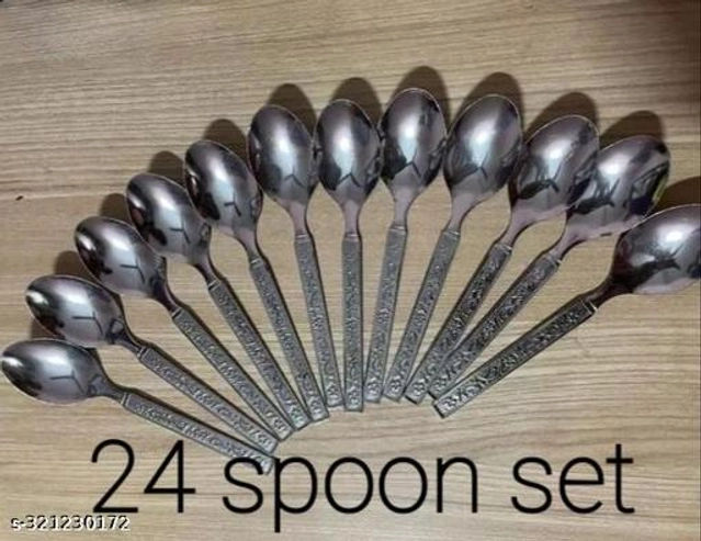 Stainless Steel Spoons (Silver, Pack of 24)