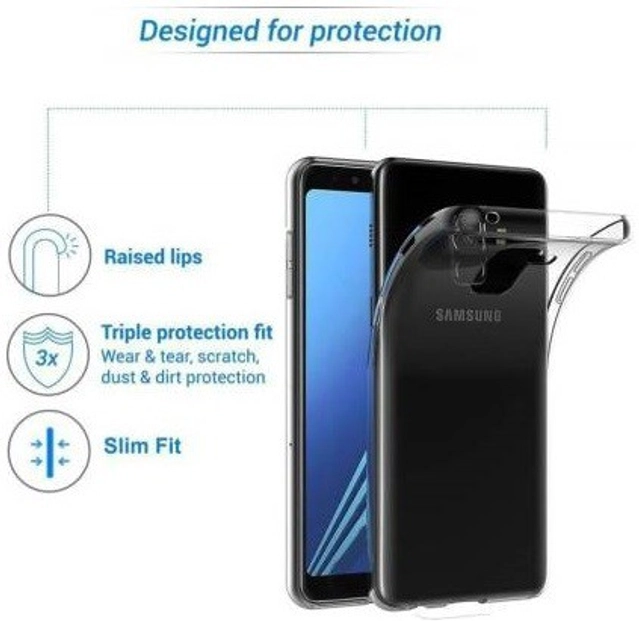 Durable Rubber Mobile Back Cover for Samsung Galaxy J8 (Transparent)