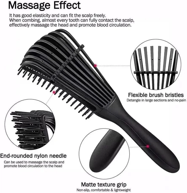 Plastic Hair Combs (Black, Pack of 2)